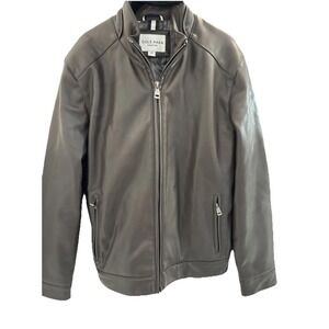 Cole Haan Signature Men's Faux Leather Collar Jacket Espresso Brown Small Soft